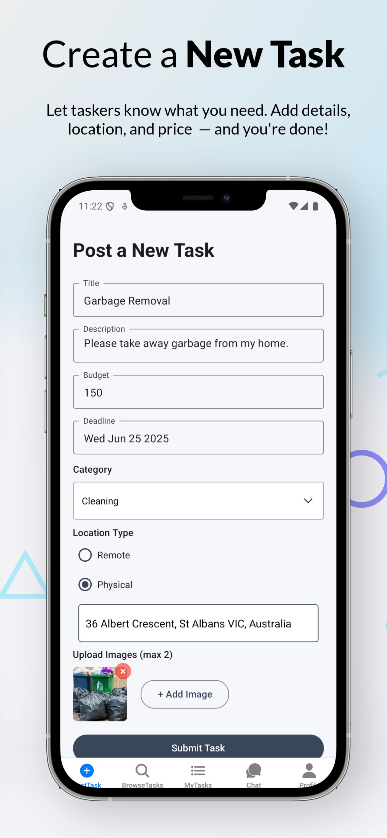 Create a task screenshot